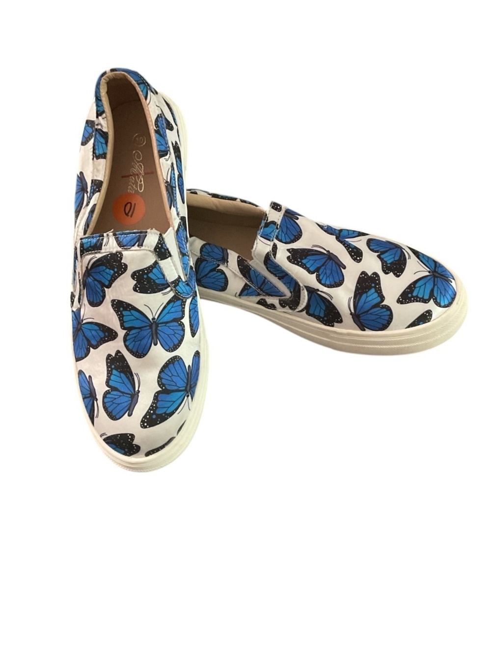 Women’s “Coco” Slip-On Sneakers with Blue Butterfly Print